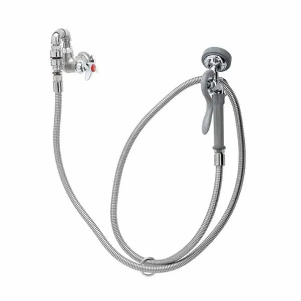 T&S B-0169-01 Single Hole Wall Mount Faucet with Spray Hose — view 2