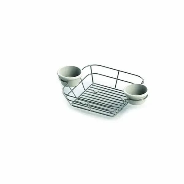 Tablecraft H711172BK Black Metal Meranda Square Basket with Integrated Ramekins 11" x 7" x 2 — view 2