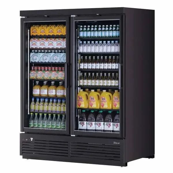 Turbo-Air TJMR-55SDB-N Black 62 cu. ft. 2 Swinging Door Refrigerator Merchandiser 65-1/8"W — view 2