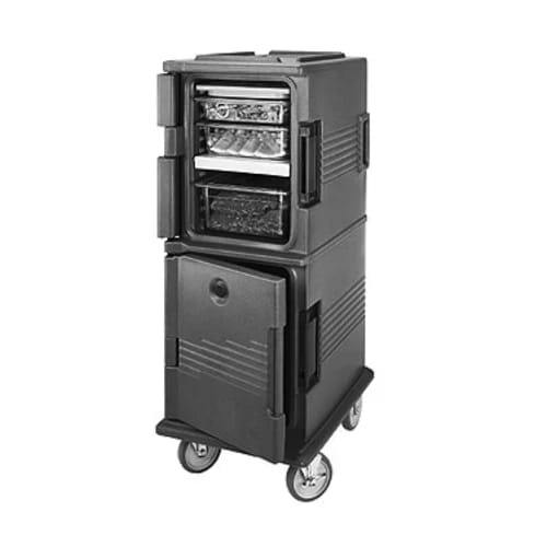 Cambro Ultra Camcart UPCHT800191 2-Compartment Granite Gray Heated Food Pan Carrier — view 2