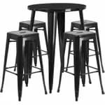 Flash Furniture CH-51090BH-4-30CAFE-BL-GG Blue Metal Bar Stool and Table Set with Four Bar Stools — view 3