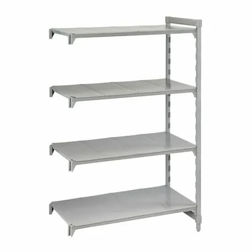Cambro Camshelving CPA182484S4PKG 4-Shelf Polypropylene-Covered Steel Posts Speckled Gray Shelving Kit 24"W X 18"D X 84"H — view 1