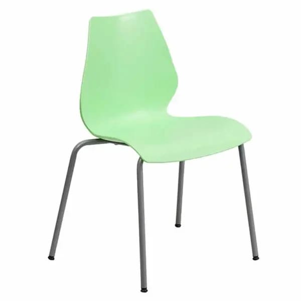 Flash Furniture RUT-288-GREEN-GG Stacking Chair Green Plastic Seat and Metal Frame — view 1