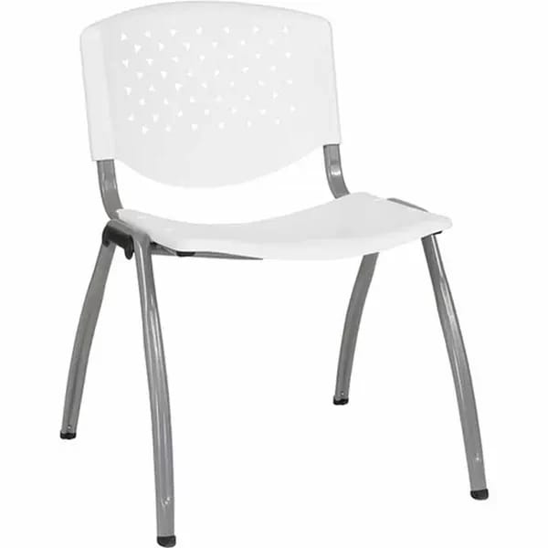 Flash Furniture RUT-F01A-WH-GG Chair White Plastic Seat and Metal Frame — view 2