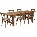 Flash Furniture XA-FARM-1-GG Wood Farm Table and Chair Set with Four Chairs — view 3