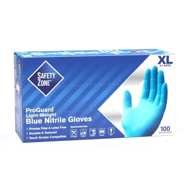 Impact GNPR-XL-1A X-Large Powder Free Blue Nitrile Disposable Gloves | Box of 100 — view 1