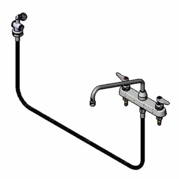 T&S B-1172-01 8" Deck Mount Workboard Faucet with 12" Swing Spout Nozzle and Spray Hose — view 2