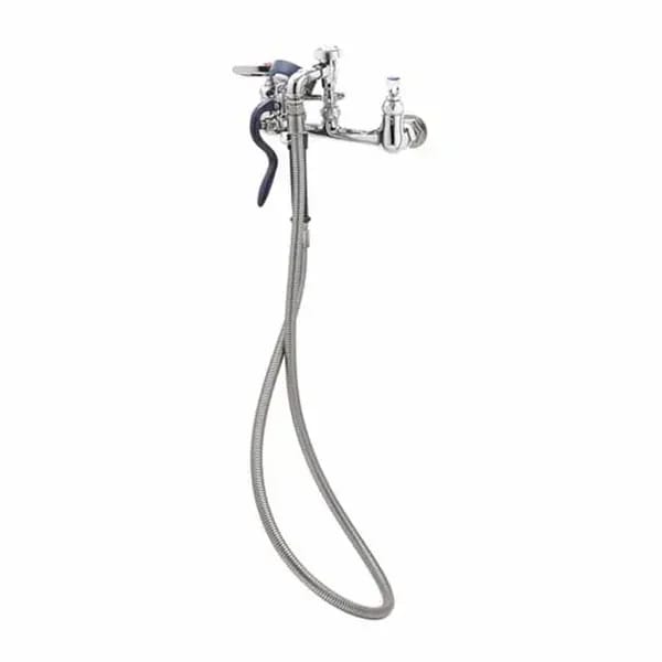 T&S B-0167 8" Wall Mount Pre-Rinse Faucet with 68" Hose Spray Assembly with Spray Hose — view 1