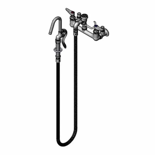 T&S B-0610-JJ 8" Wall Mount Pot Filler Faucet with 68" Hose — view 2