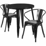 Flash Furniture CH-51090TH-2-18ARM-BL-GG Blue Metal Table and Chair Set with Two Chairs — view 6