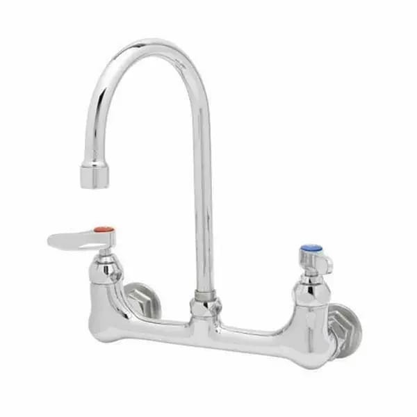 T&S B-0330-M Single Hole Wall Mount Double Pantry Faucet with 5-3/4" Gooseneck Spout — view 2