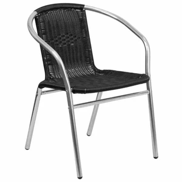 Flash Furniture TLH-020-BK-GG Armchair with Black Rattan Seat and Aluminum Frame — view 2