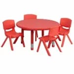Flash Furniture YU-YCX-0073-2-ROUND-TBL-GREEN-E-GG Green Preschool Activity Table Set with Four Chairs — view 3