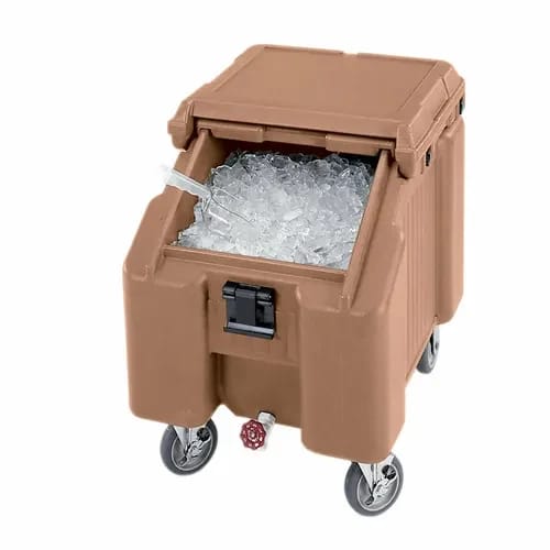 Cambro Slidinglid ICS100L4S157 100 Lb. Coffee Beige Mobile Ice Caddy — view 2