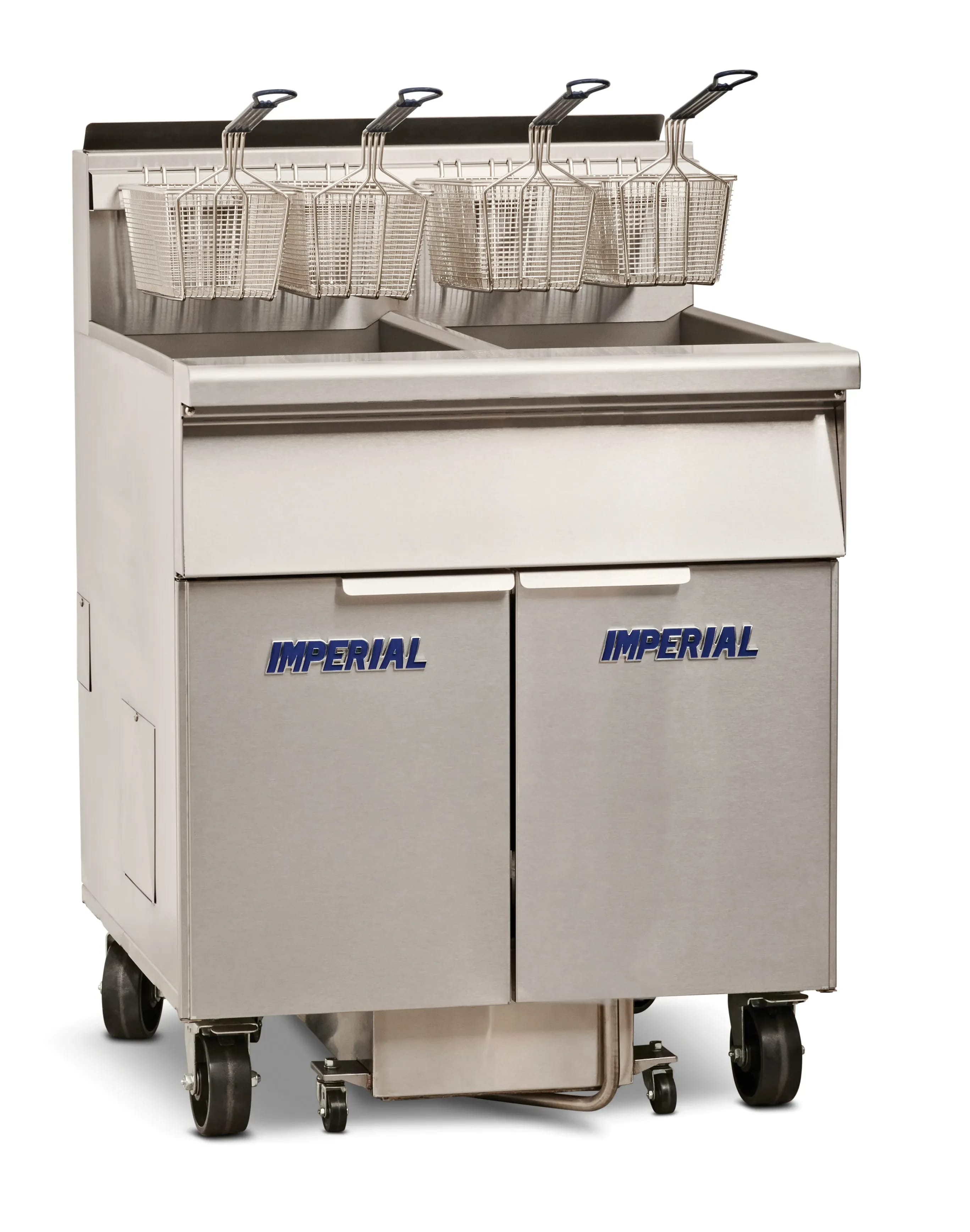 Imperial IFSSP375EUC Pro Series Electric Freestanding Tilt-Up Ribbon Fryer 3 Vat 75 Pound Heavy-Duty Electronic Thermostat Control — 240V, 3PH — view 1