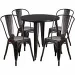 Flash Furniture CH-51090TH-4-18CAFE-BK-GG Black Metal Table and Chair Set with Four Chairs — view 3