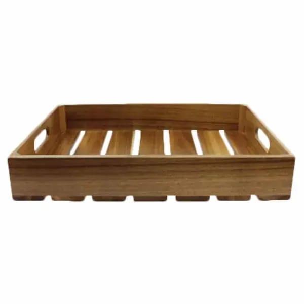 Tablecraft CRATE124 Half Size Brown Wood Display Crate 4-1/4" Deep — view 1
