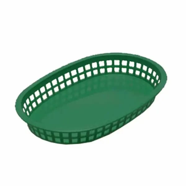 Tablecraft 1076FG Forest Green Oval Chicago Platter Basket 10-1/2" x 7" x 1-1/2 | Case of 36 — view 1