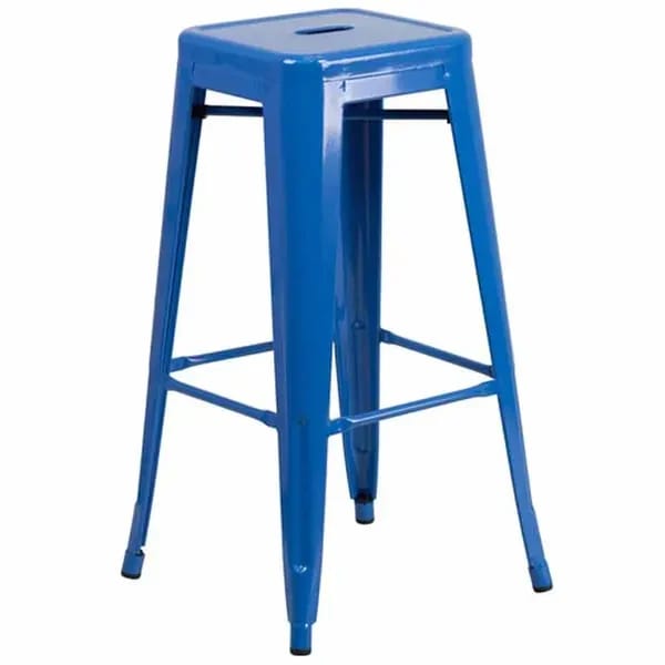 Flash Furniture CH-31320-30-BL-GG Blue Galvanized Steel Bar Stool — view 1