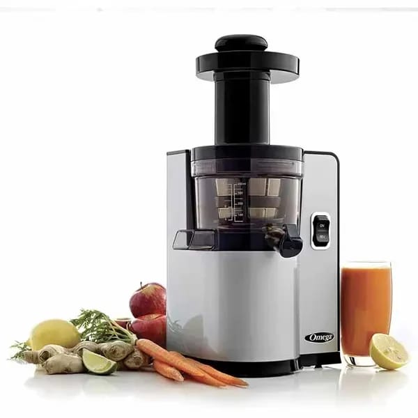 Omega VSJ843QS Cold Press Silver Vertical Low Speed Juicer with Square Body — view 2
