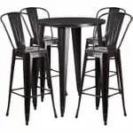 Flash Furniture CH-51090BH-4-30CAFE-BK-GG Black Metal Bar Stool and Table Set with Four Bar Stools — view 6