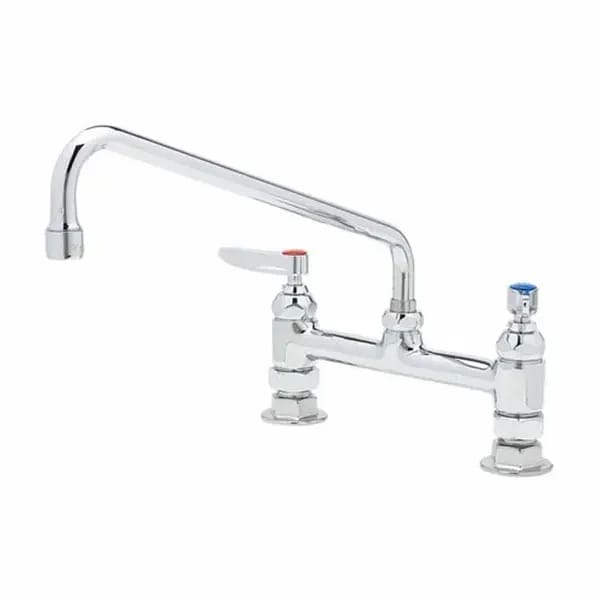 T&S B-2280 8" Deck Mount Double Pantry Faucet with 12" Swing Spout Nozzle — view 1