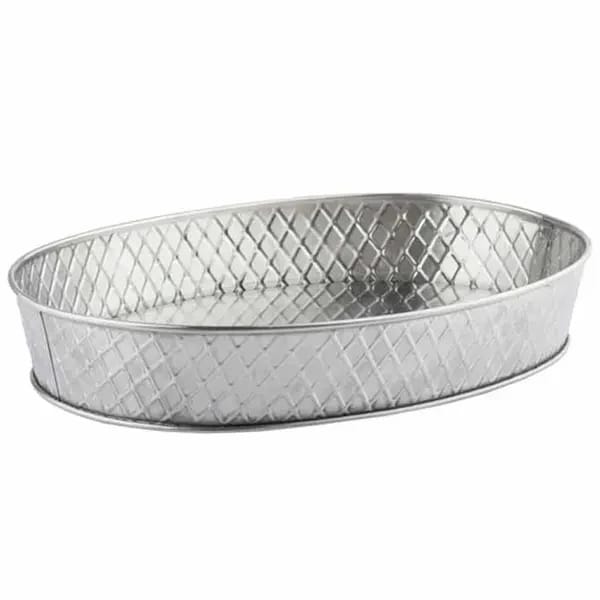 Tablecraft 10037 Lattice Stainless Steel Oval Platter 12" x 9" x 2-1/8" — view 1