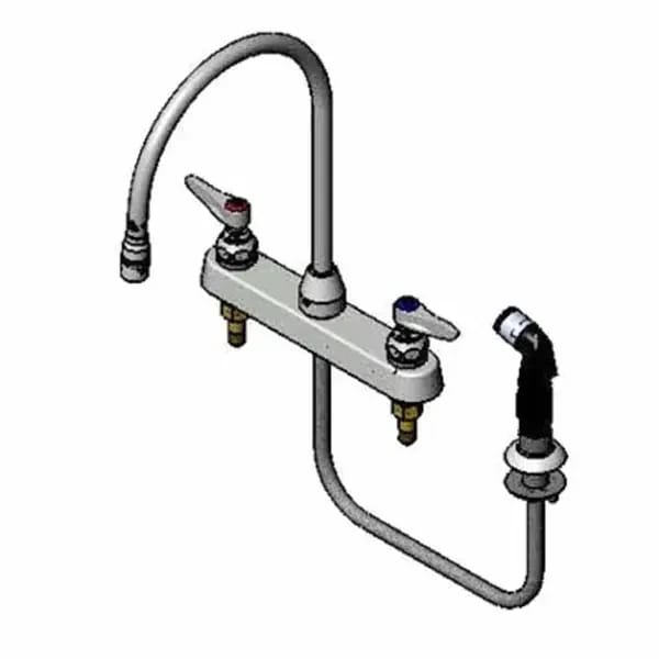 T&S B-1174 8" Deck Mount Lavatory Faucet with 8" Swing Spout Nozzle — view 1