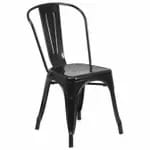 Flash Furniture CH-31230-BQ-WD-GG Black and Antique Gold Galvanized Steel Chair with Wood Seat — view 3