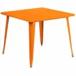 Flash Furniture CH-51050-29M1-SIL-GG 36" Square Dining Height Galvanized Steel Silver Table with Walnut Elm Wood Top — view 3