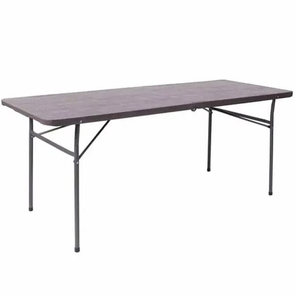 Flash Furniture DAD-LF-183Z-GG 72" x 30" Brown Woodgrain Plastic Top Folding Table — view 2