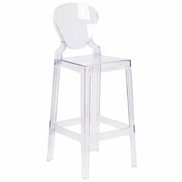 Flash Furniture OW-TEARBACK-29-GG Transparent Crystal Plastic Bar Stool — view 2
