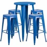 Flash Furniture CH-51080BH-4-30SQST-BK-GG Black Metal Bar Stool and Table Set with Four Bar Stools — view 4