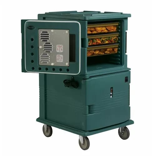 Cambro Ultra Camcart UPCH1600HD192 2-Compartment Granite Green Heated Food Pan Carrier — view 2