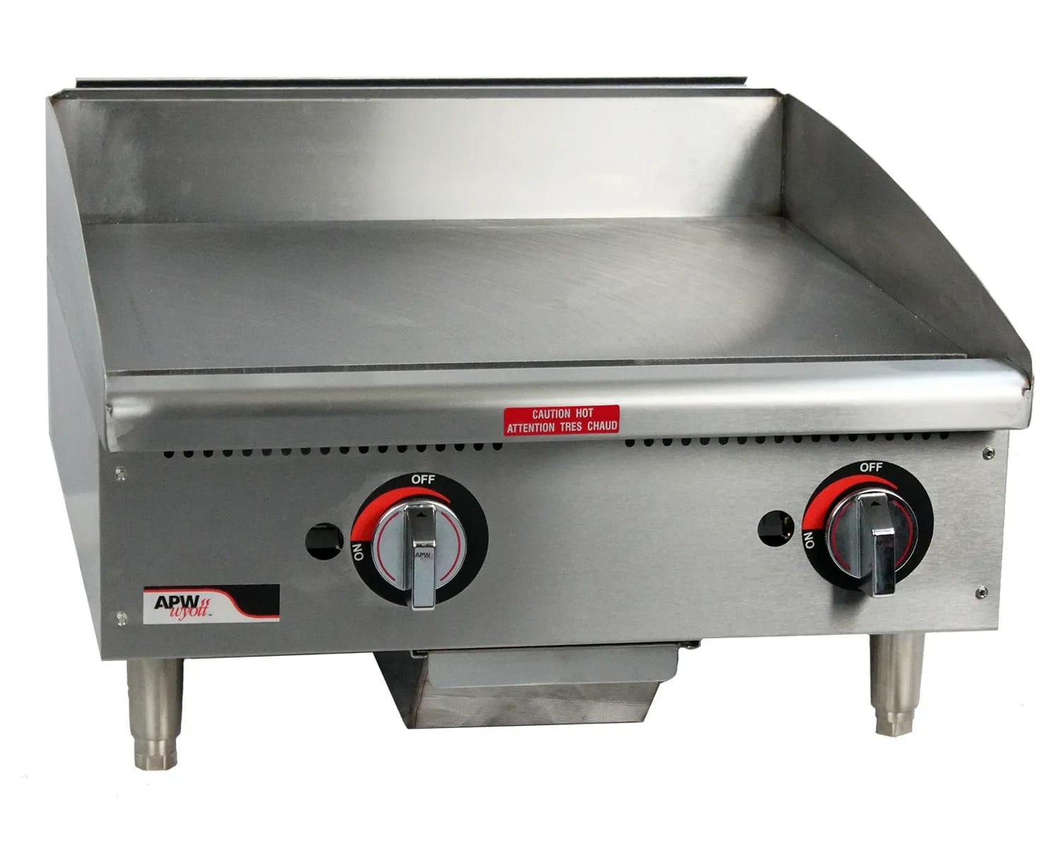APW Wyott EG-48S Workline Series Electric Countertop Griddle 48 Inch Wide Snap Action Thermostat Control Rectangle Polished Steel 0.75 Inch Thick Plate Light-Duty — 240V, 3PH — view 1
