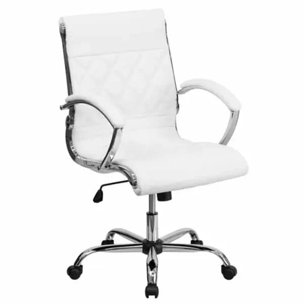 Flash Furniture GO-1297M-MID-WHITE-GG White Blended Leather Swivel Office Chair — view 1