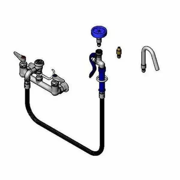 T&S B-2312-CR 8" Wall Mount Pot Filler Faucet with 44" Hose — view 1
