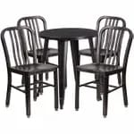 Flash Furniture CH-51080TH-4-18ARM-BK-GG Black Metal Table and Chair Set with Four Chairs — view 6