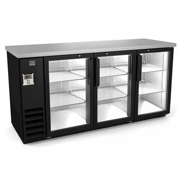 Kelvinator KCHBB72G Stainless Steel Top Back Bar Cooler with Glass Doors 73"W — view 1