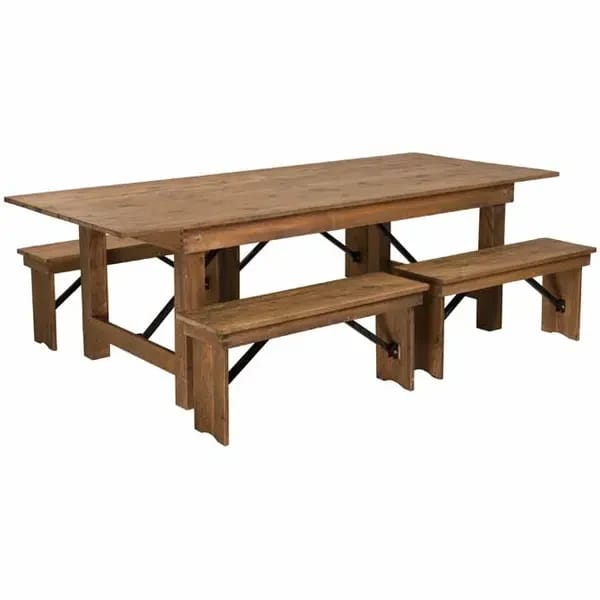 Flash Furniture XA-FARM-2-GG Folding Wood Farm Table Set with Four Benches — view 1