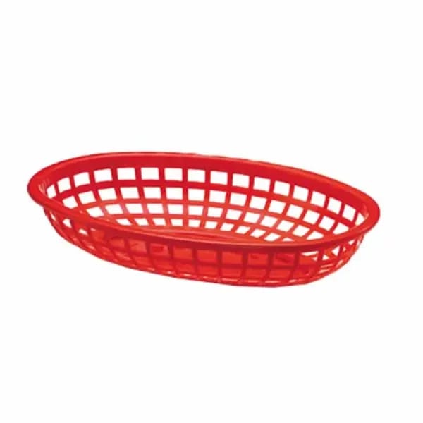 Tablecraft 1074R Red Oval Platter Basket 9-1/4" x 6" x 1-3/4" | Case of 36 — view 1