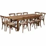 Flash Furniture XA-FARM-11-GG Pecan Wood Farm Table and Chair Set with Six Chairs — view 3