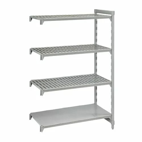 Cambro Camshelving CPA184284VS4PKG 4-Shelf Polypropylene-Covered Steel Posts Speckled Gray Shelving Kit 42"W X 18"D X 84"H — view 1