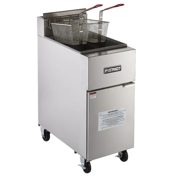 Patriot PT-GF122KNG Natural Gas 50 lb. Open Pot Floor Fryer with Casters 120,000 BTU — view 1