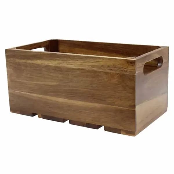 Tablecraft CRATE134 Third Size Brown Wood Display Crate 4-1/4" Deep — view 1
