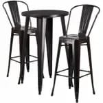 Flash Furniture CH-51080BH-2-30VRT-BK-GG Black Metal Bar Stool and Table Set with Two Bar Stools — view 6