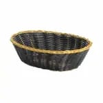Tablecraft 875B Black Round Woven Basket with Gold Trim 8" x 2" | Case of 12 — view 4