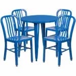 Flash Furniture CH-51090TH-4-18VRT-BK-GG Black Metal Table and Chair Set with Four Chairs — view 5