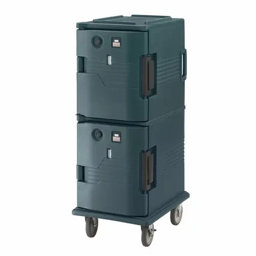 Cambro Ultra Camcart UPCH800192 2-Compartment Granite Green Heated Food Pan Carrier — view 2