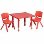Flash Furniture YU-YCX-0023-2-SQR-TBL-RED-E-GG Red Preschool Activity Table Set with Four Chairs — view 6